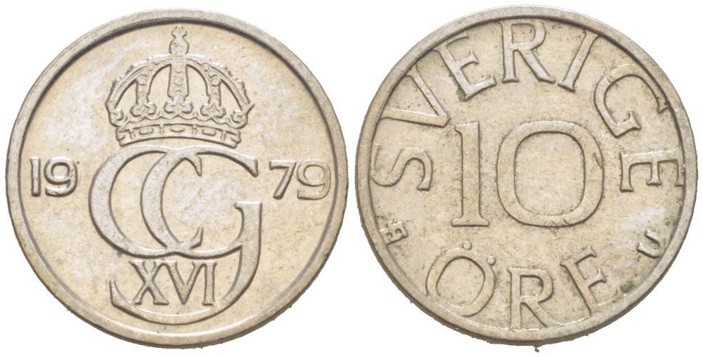 Швеция 10 эре 1979 U Карл XVI Густав (1973- ) KM 850 медно-никель 3955-339