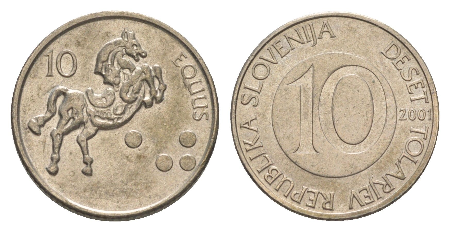 Словения 10 толаров 2001 лошадь KM 41 медно-никель 4519-1257