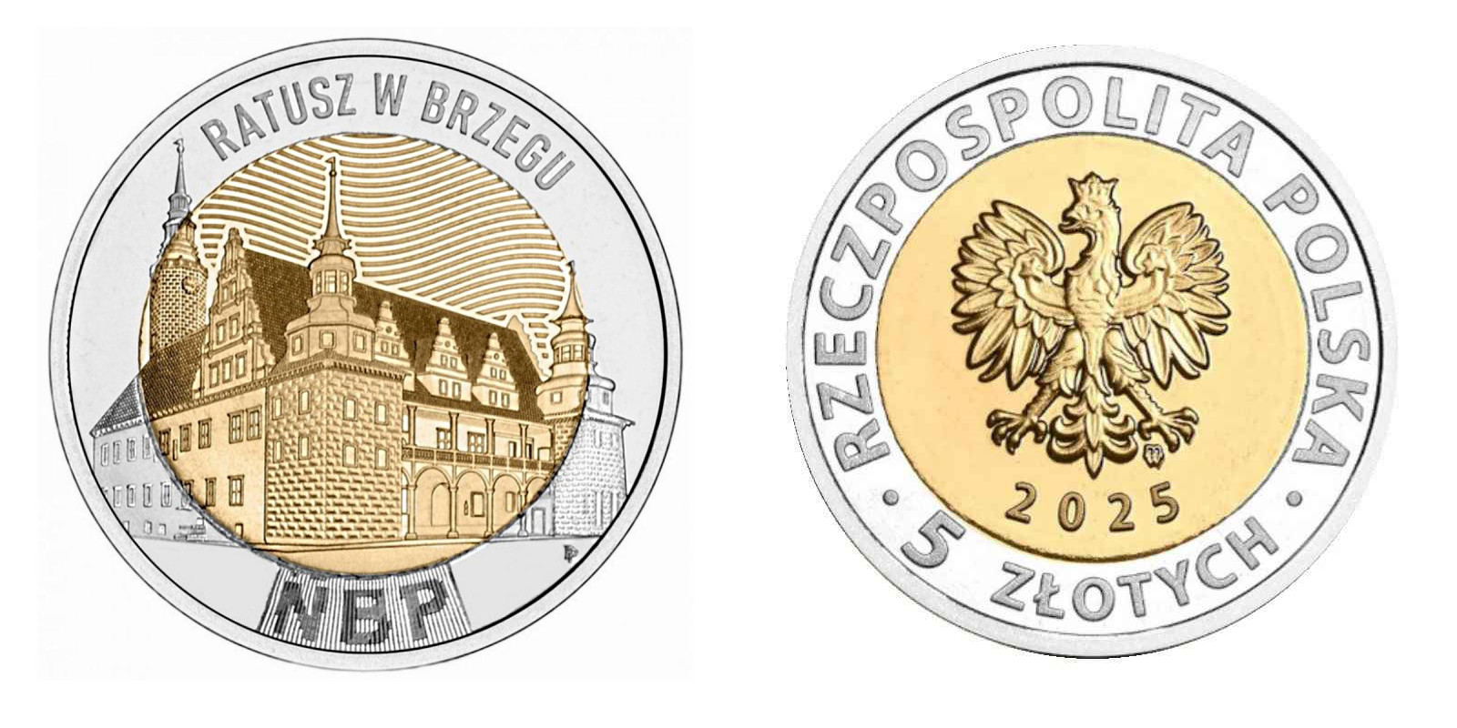Польша 5 злотых 2025 Ратуша в Бжеге KM NEW биметалл  UNC M74-21