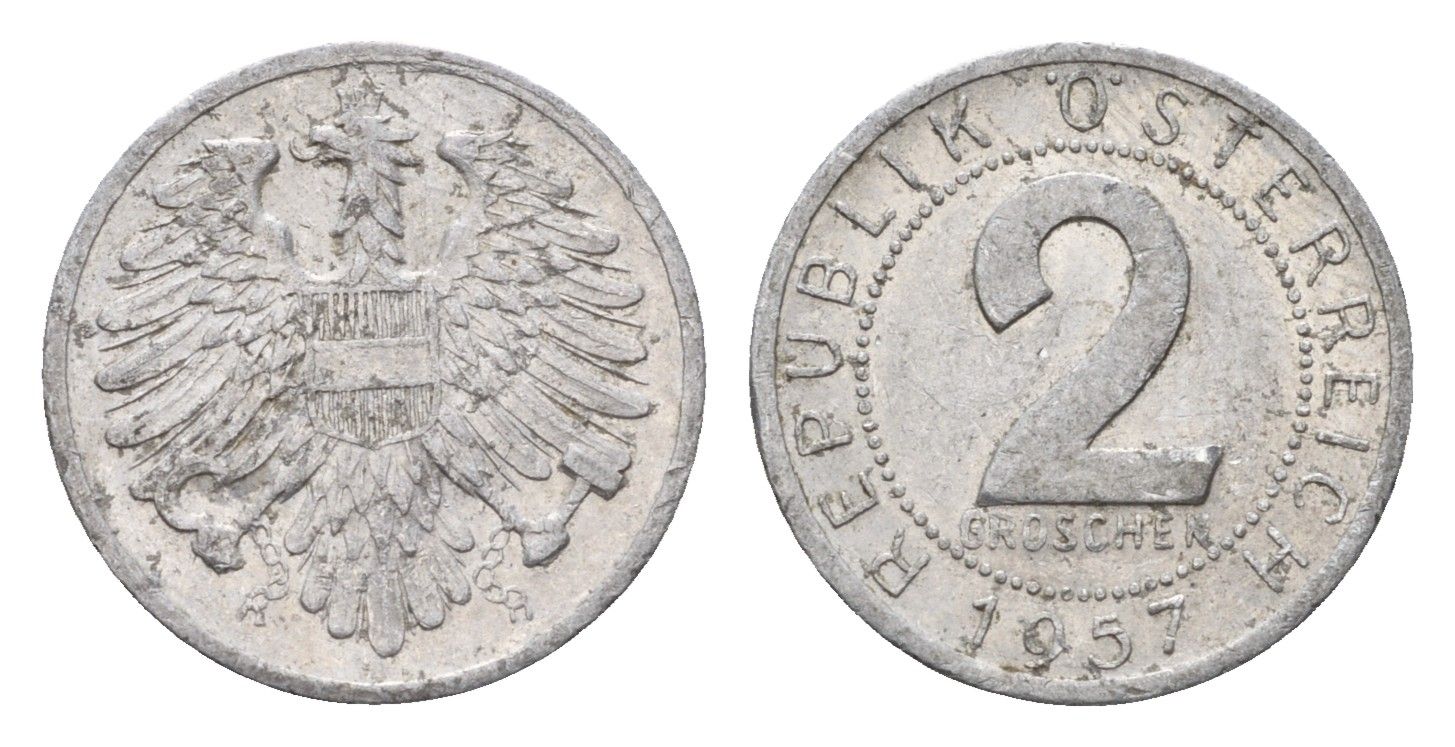 Австрия 2 гроша 1957 KM 2876 алюминий 206-122