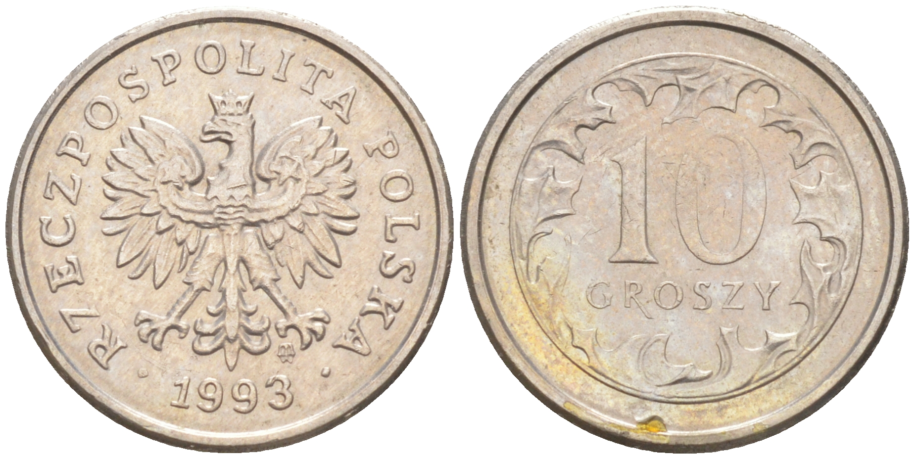 ПОЛЬША 10 ГРОШЕЙ 1993 MW KM 279 медно-никель 187-923