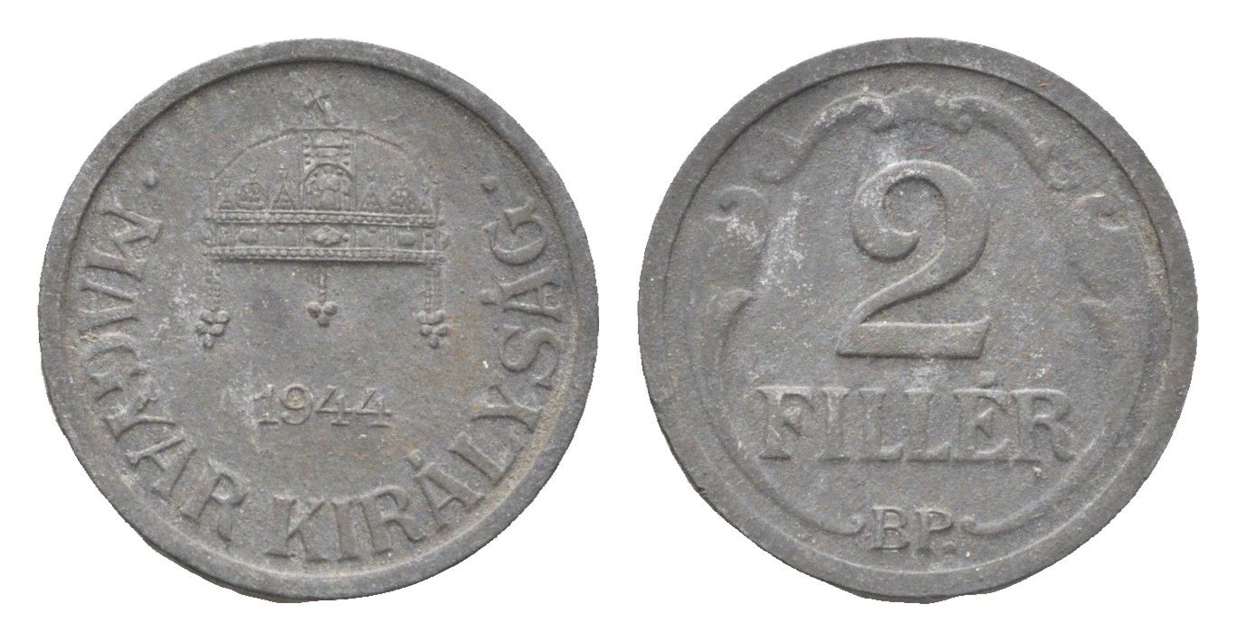 Венгрия 2 филлера 1943 BP KM 519 цинк 4665-529