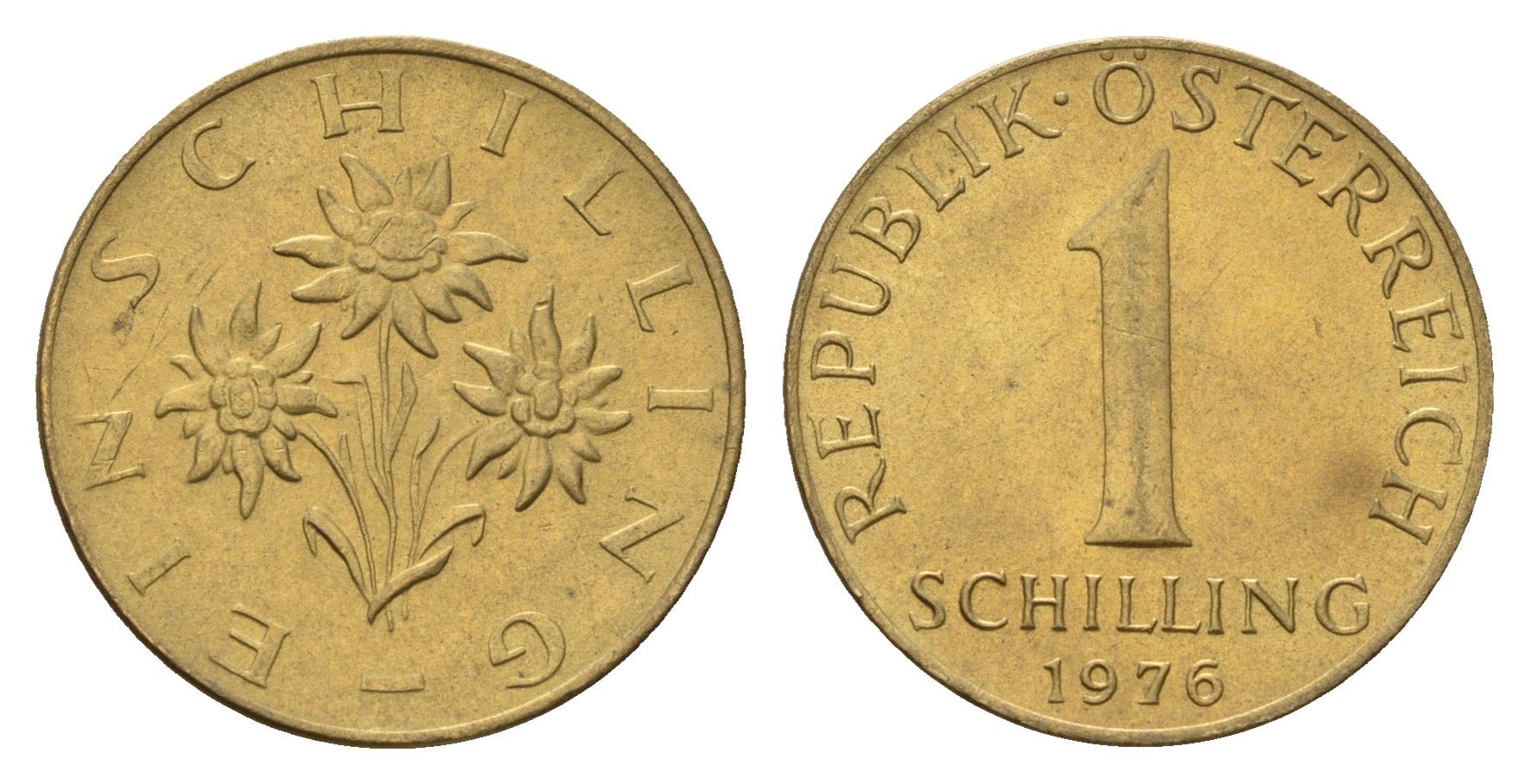 Австрия 1 шиллинг 1976 KM 2886 алюминиевая бронза UNC 4671-1036