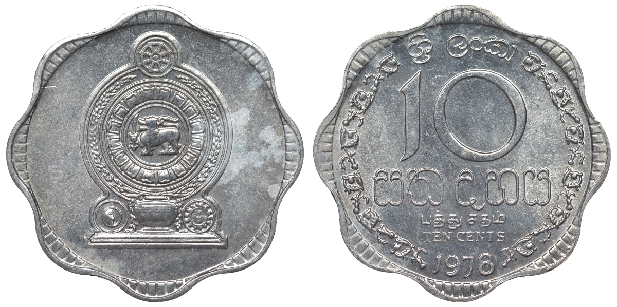 Шри-Ланка 10 центов 1978 KM 140 a алюминий 4118-944