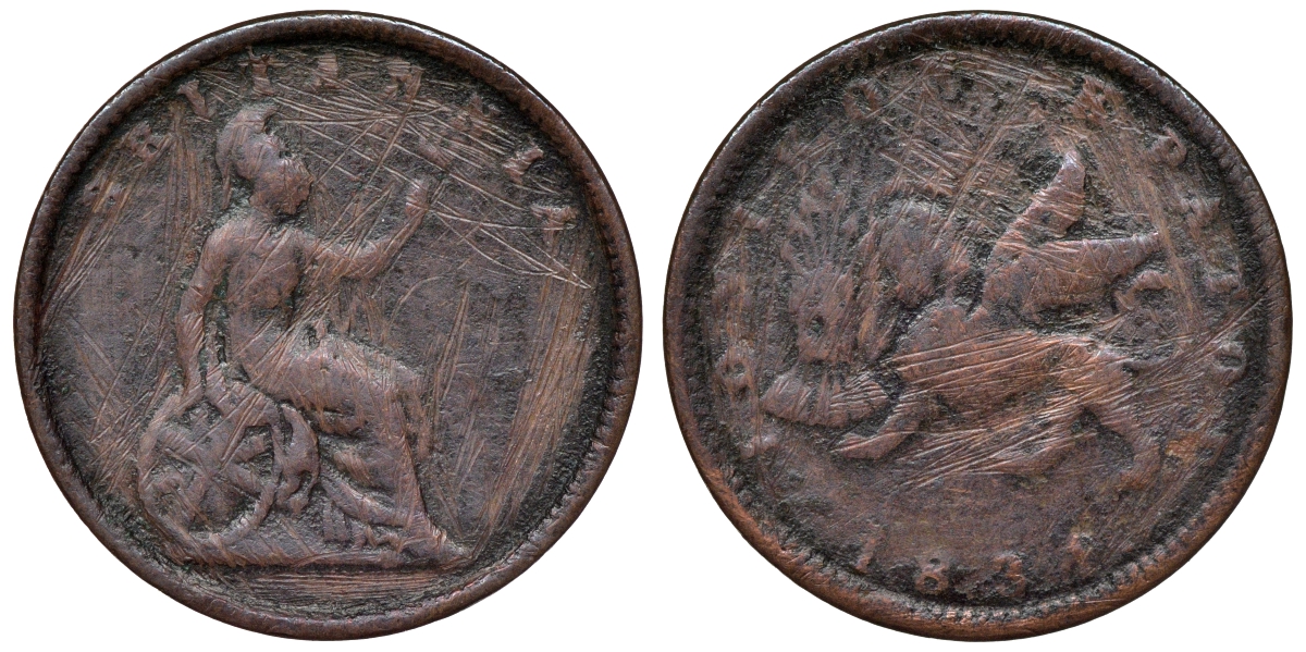 Греция, Ионические острова 1 лепта 1834 Британская администрация (1809-1863) KM 34 медь    1531-232