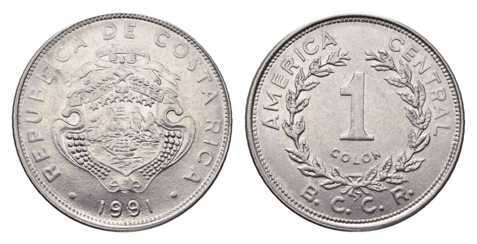 Коста-Рика 1 колон 1991 KM 210 нержавеющая сталь UNC 4697-314