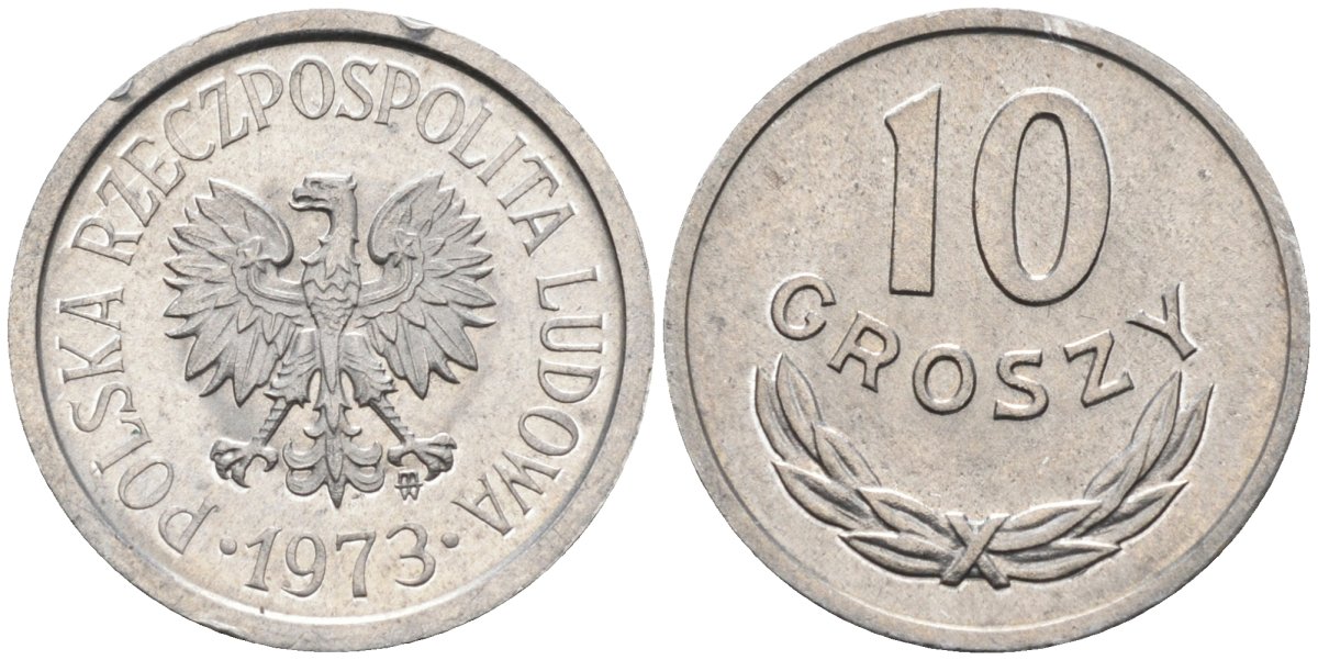 Польша 10 грошей 1973 MW, Народная Республика KM АА47, Parchimowicz 206l алюминий 4580-617