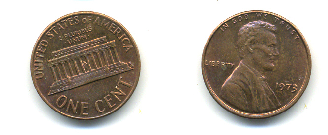 США 1 ЦЕНТ 1973 ЛИНКОЛЬН KM 201 медь цинк 179-327