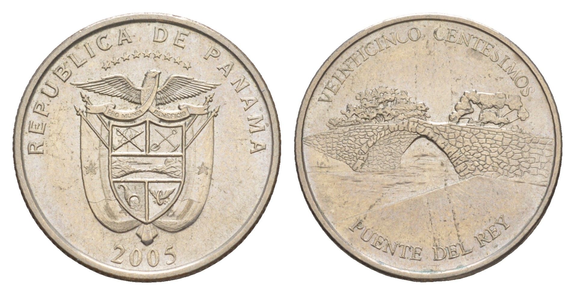 Панама 25 сентесимо 2005 Панама-Вьехо - Пуэнте-дель-Рей KM 136 медь плакированная медно-никелем UNC 4642-712