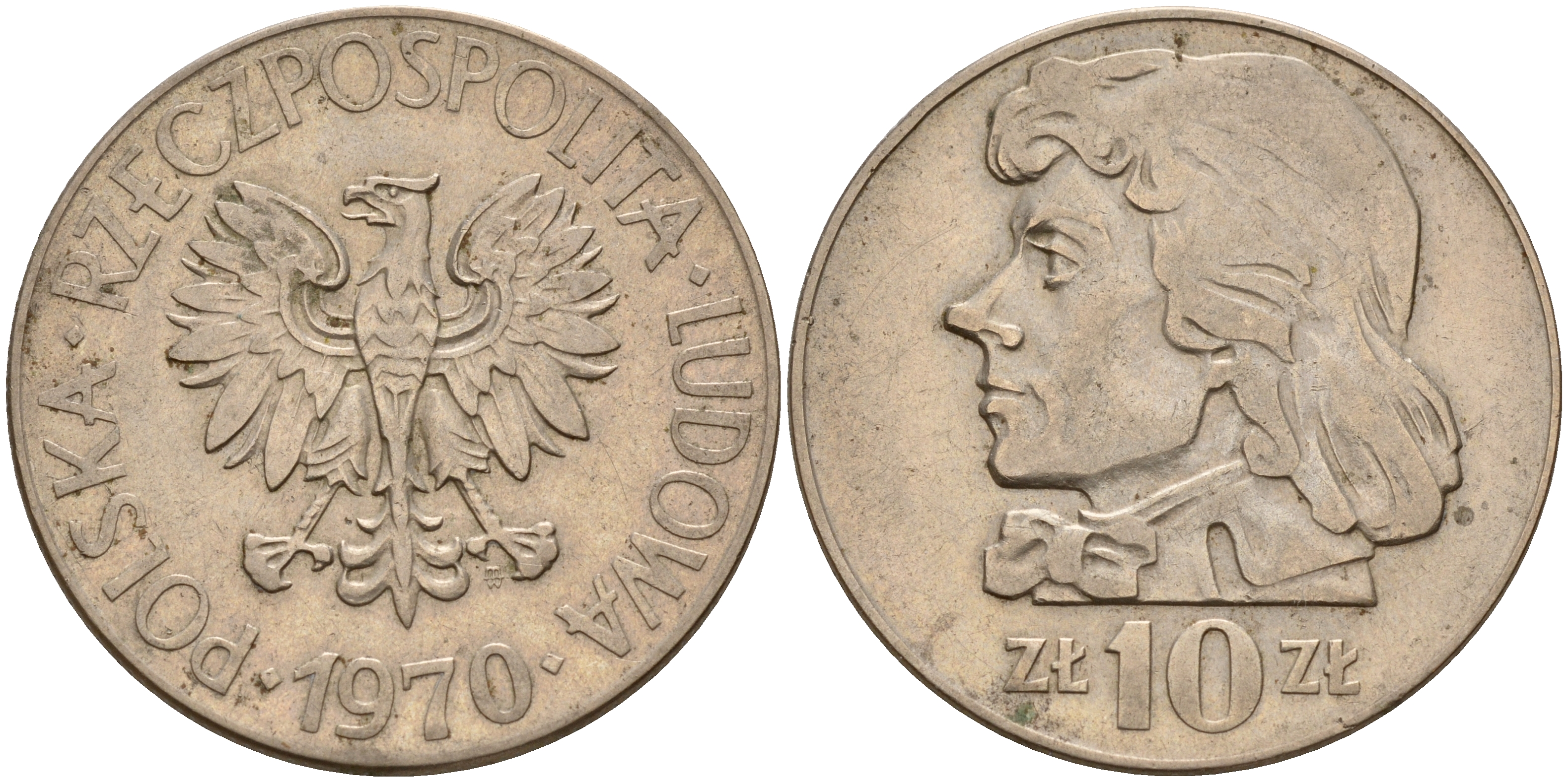Польша 10 злотых 1970 MW, Тадеуш Костюшко (1746-1817) KM 50а медно-никель    4601-1124