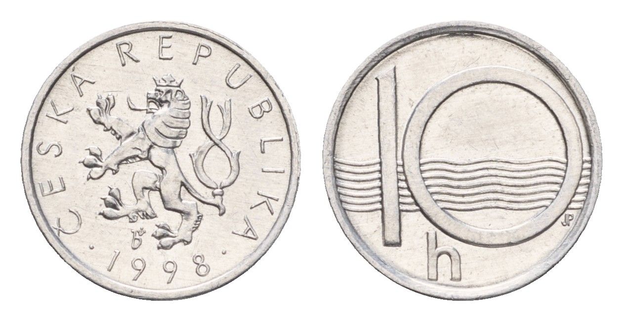 Чехия 10 геллеров 1998 KM 6 алюминий UNC 192-534