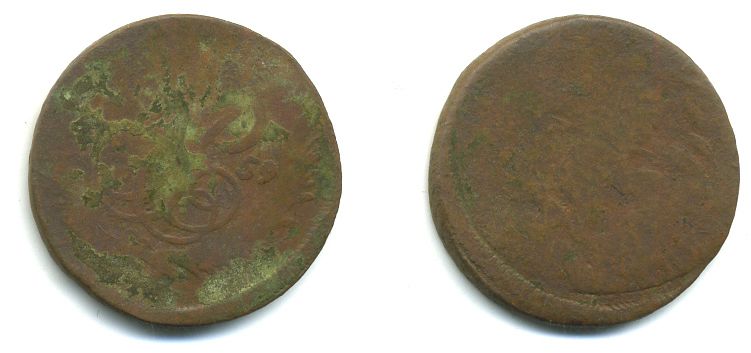 РОССИЯ 1 КОПЕЙКА 1759 медь 61-541