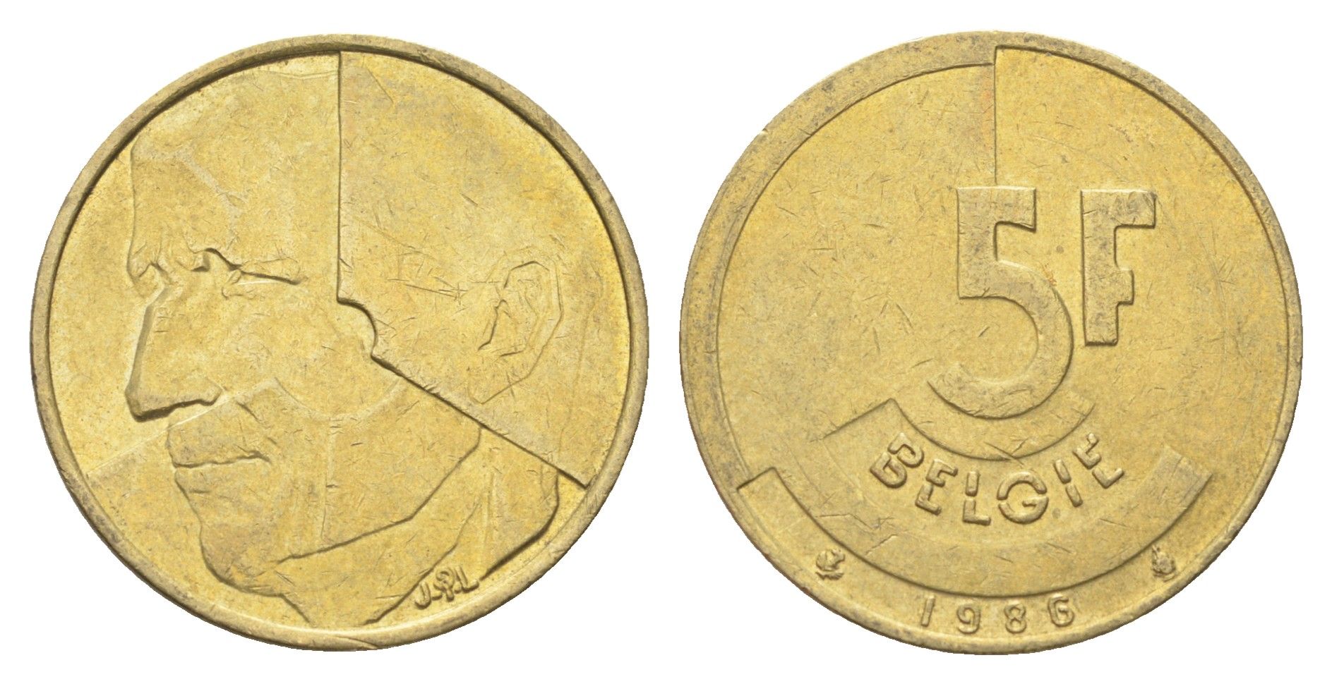 Бельгия 5 франков 1986 Belgie, Бодуэн I (1951-1993) KM 164 медь алюминий никель 4706-313