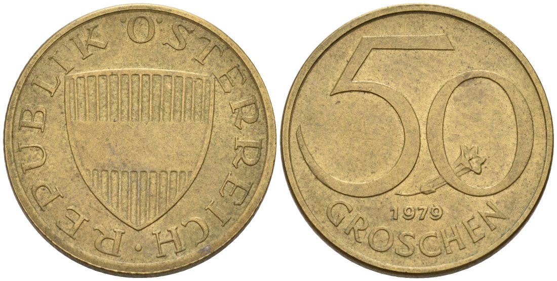 Австрия 50 грошей 1979 KM 2885 алюминиевая бронза 4567-415