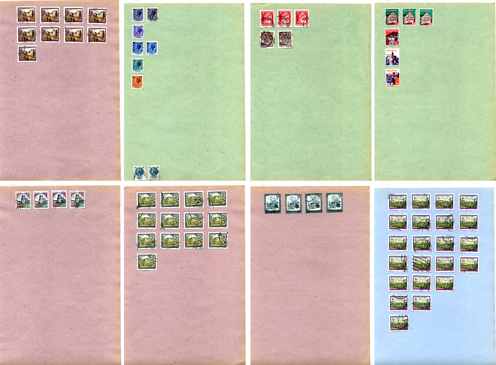 Листы с марками (марки мира) 926 марок 1953-1992 Австрия, Италия, Франция, ФРГ, Великобритания и и.д. 00-01-17-11