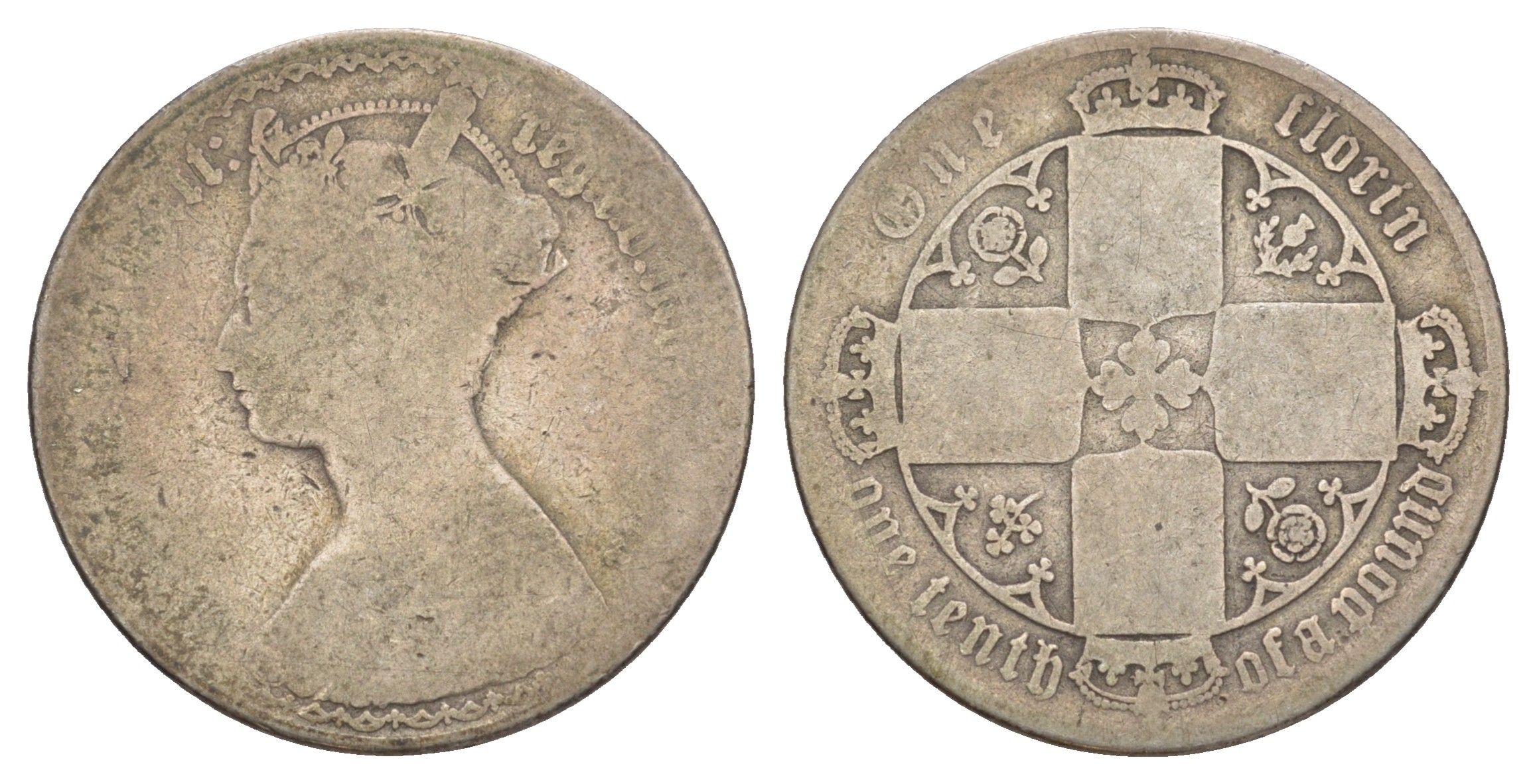 Великобритания 1 флорин ND (1851-1887) Виктория (1837-1901) KM 746 серебро 4168-435