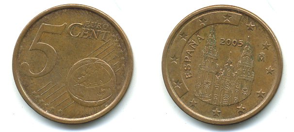 Испания 5 евроцентов 2005 KM 1042 сталь плакированная медью 29-1153