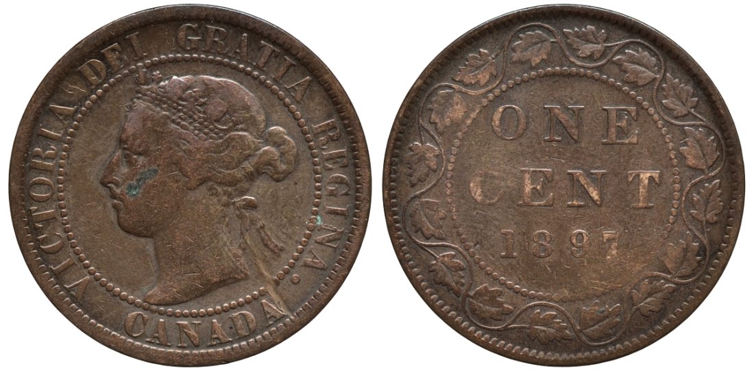 Канада 1 цент 1897 Виктория (1837-1901) KM 7 бронза 190-645