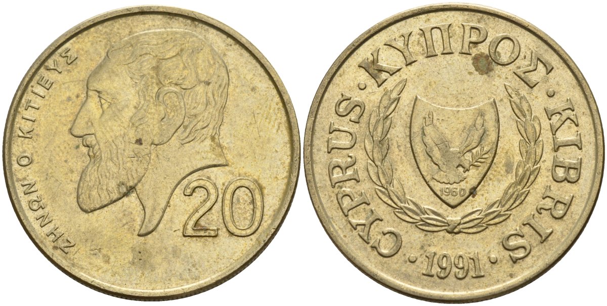 Кипр 20 центов 1991 KM 62.2 никель латунь 4140-816