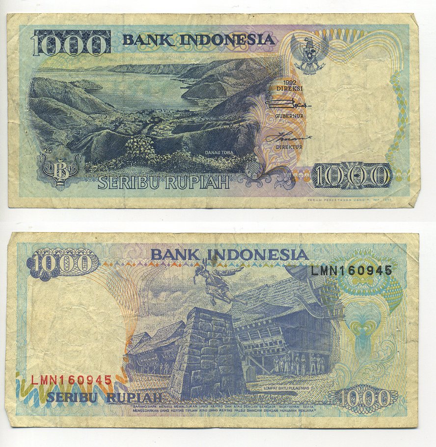 ИНДОНЕЗИЯ 1000 РУПИЙ 1992/1994 Pick 129c бумага 6301-29-2