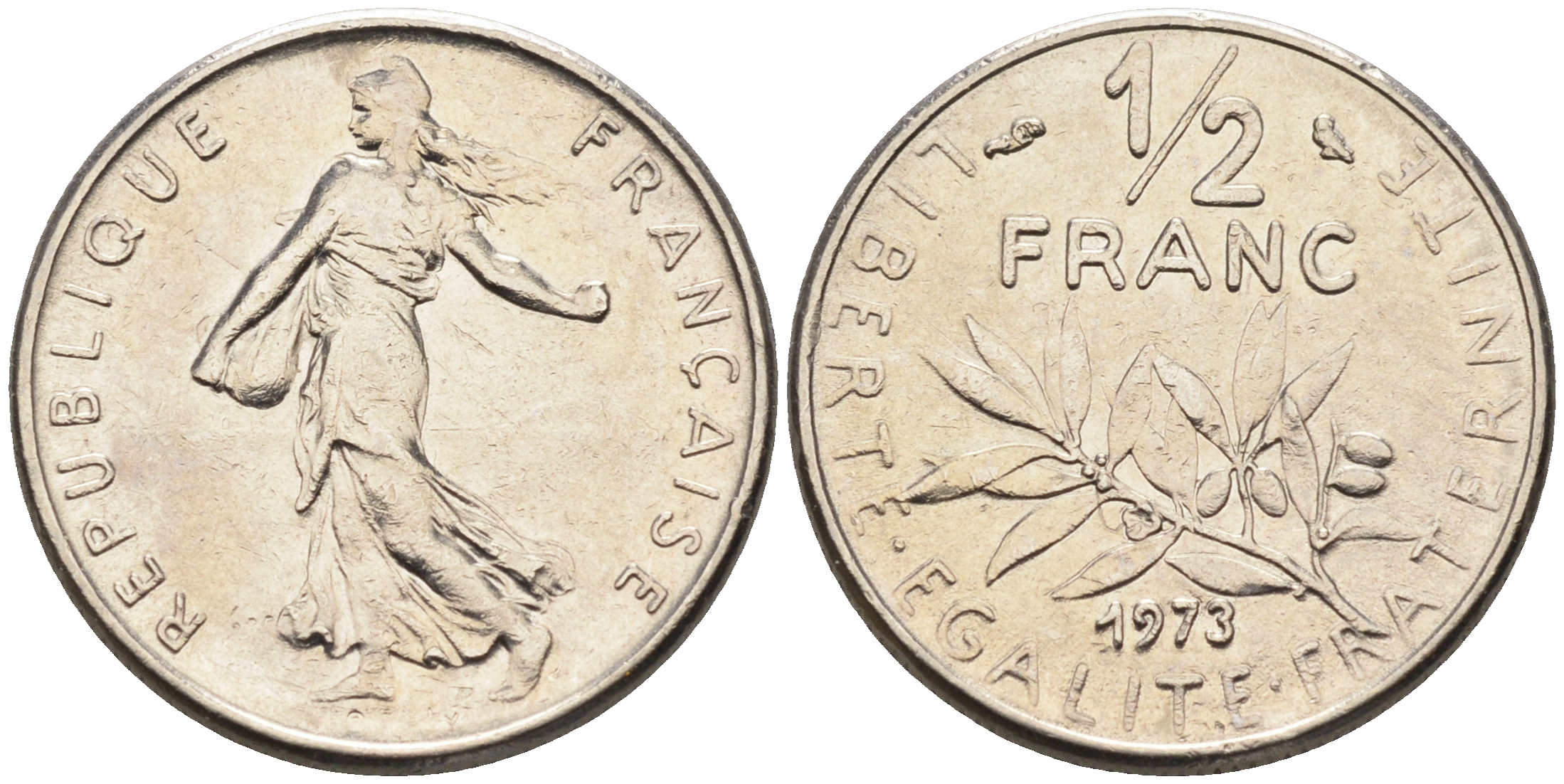 Франция 1/2 франка 1973 сеятель KM 931.1 никель    4169-154