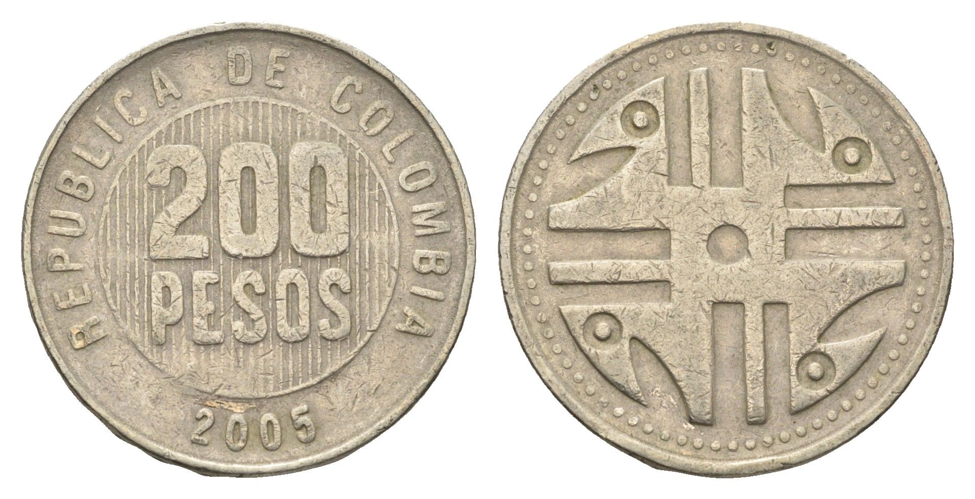 Колумбия 200 песо 2005 KM 287 медь цинк никель 4663-456