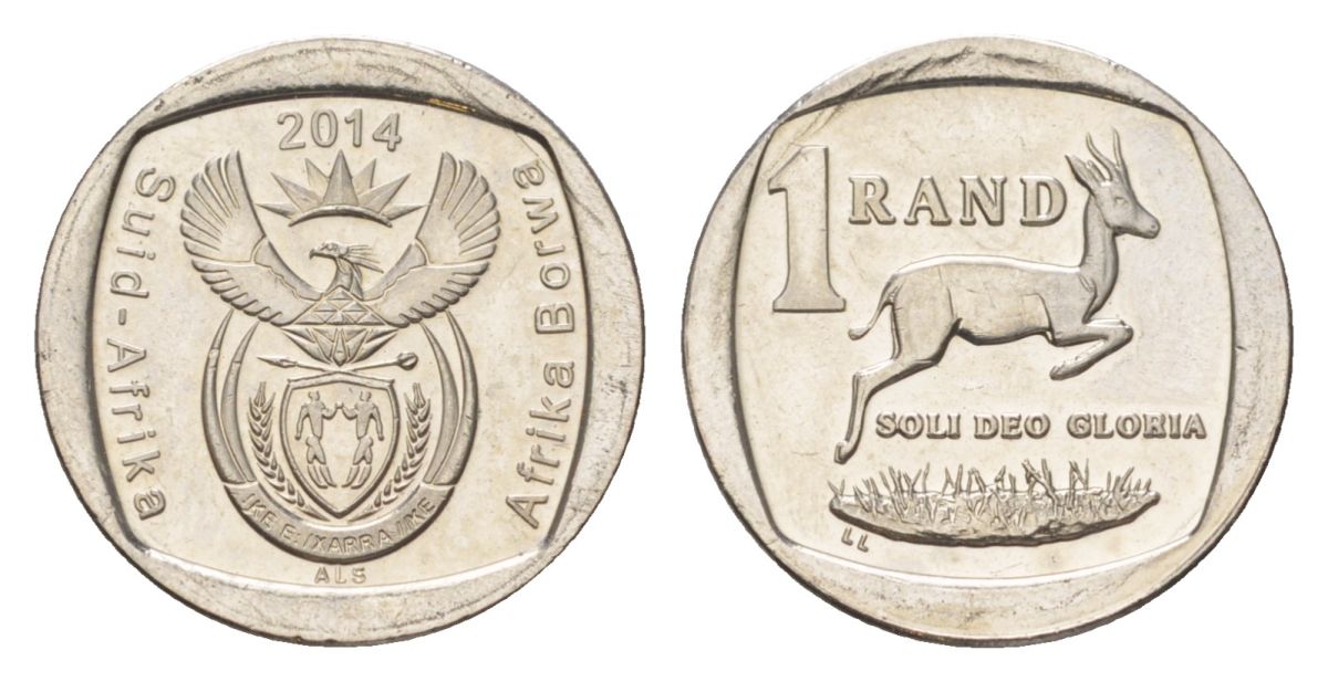 ЮАР 1 ранд 2014 медь плакированная никелем UNC 4627-568