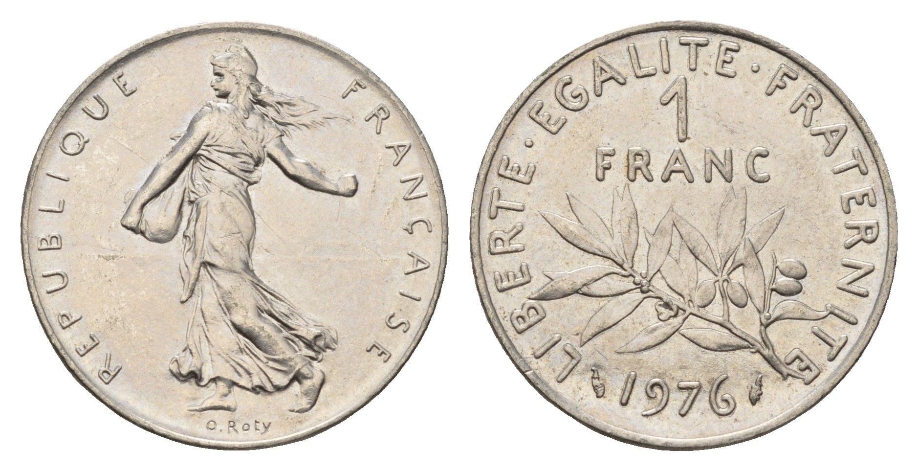 Франция 1 франк 1976 сеятель KM 925 никель 4673-1142