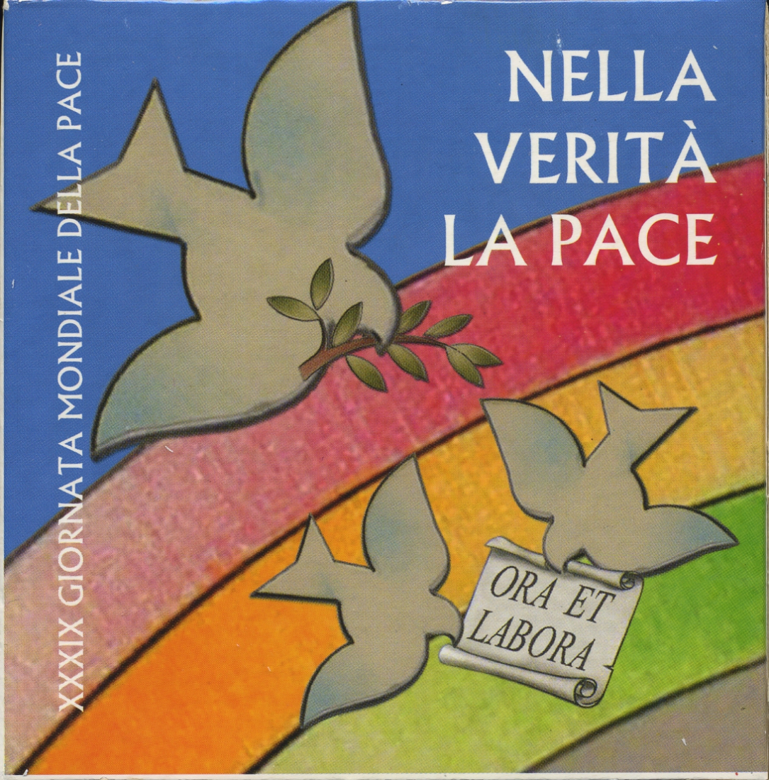 Ватикан 5 евро 2006 Бенедикт XVI, всемирный день мира, в оригинальной коробке, с сертификатом KM 395 серебро PROOF 7-1-71