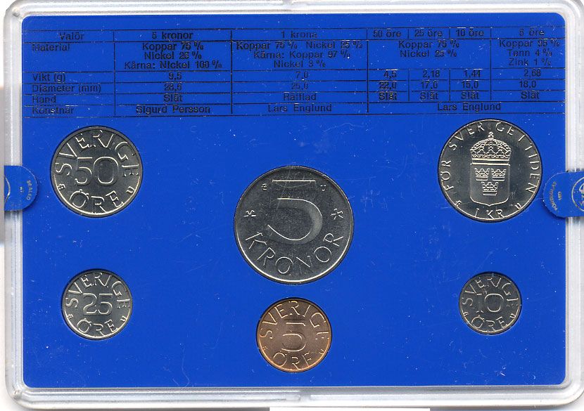 Швеция набор монетного двора из 6 монет 1981 в пластике, Карл XVI Густав (1973- ) KM MS19 UNC 4-3-7-172