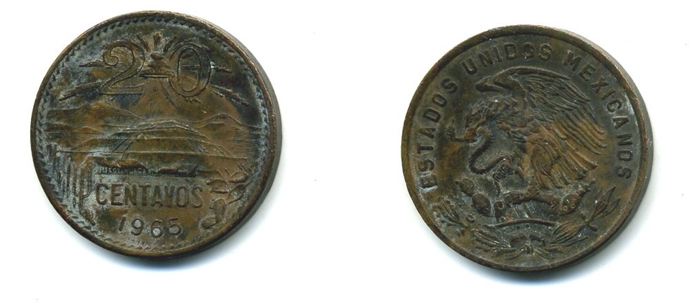 МЕКСИКА 20 СЕНТАВО 1965 KM 440 бронза 35-1421