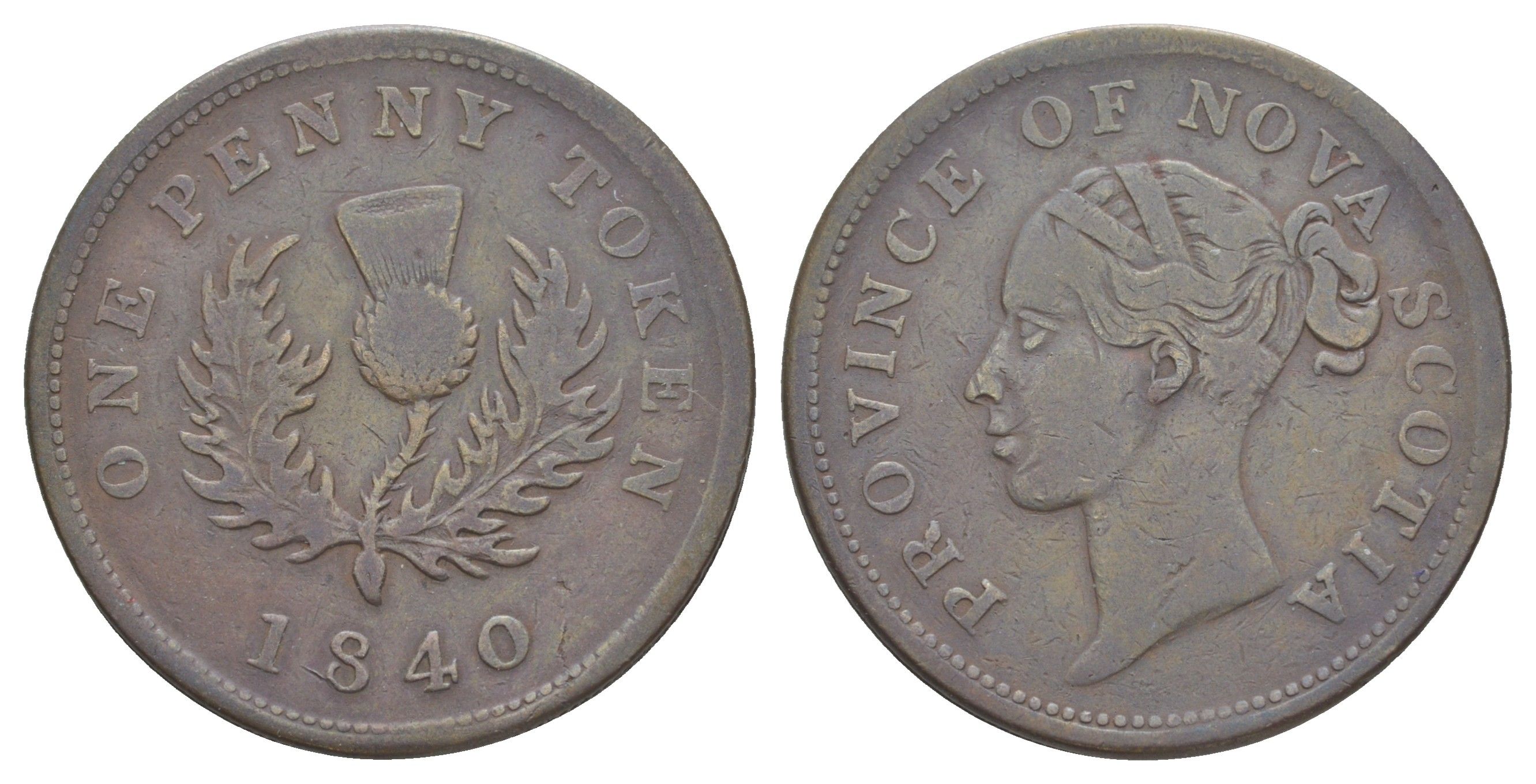 Канада, Новая Шотландия 1 пенни 1840 токен CCT NS-2C медь 1521-914