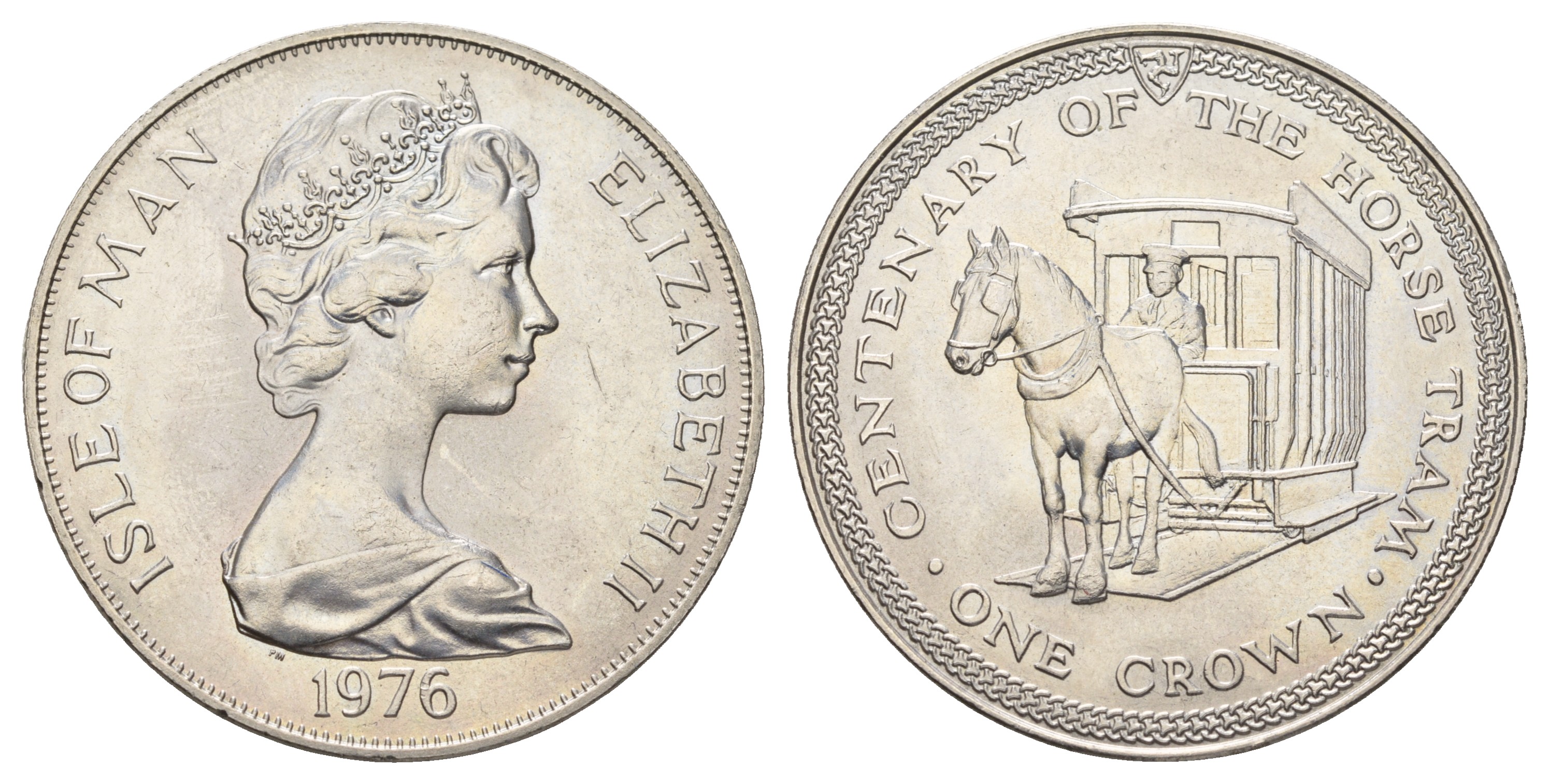 Остров Мэн 1 крона 1976 100 лет Конной железной дороге KM 38 медно-никель UNC 4386-313