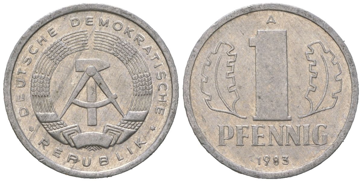 ГДР 1 пфенниг 1983 A KM 8.2 алюминий 4618-735