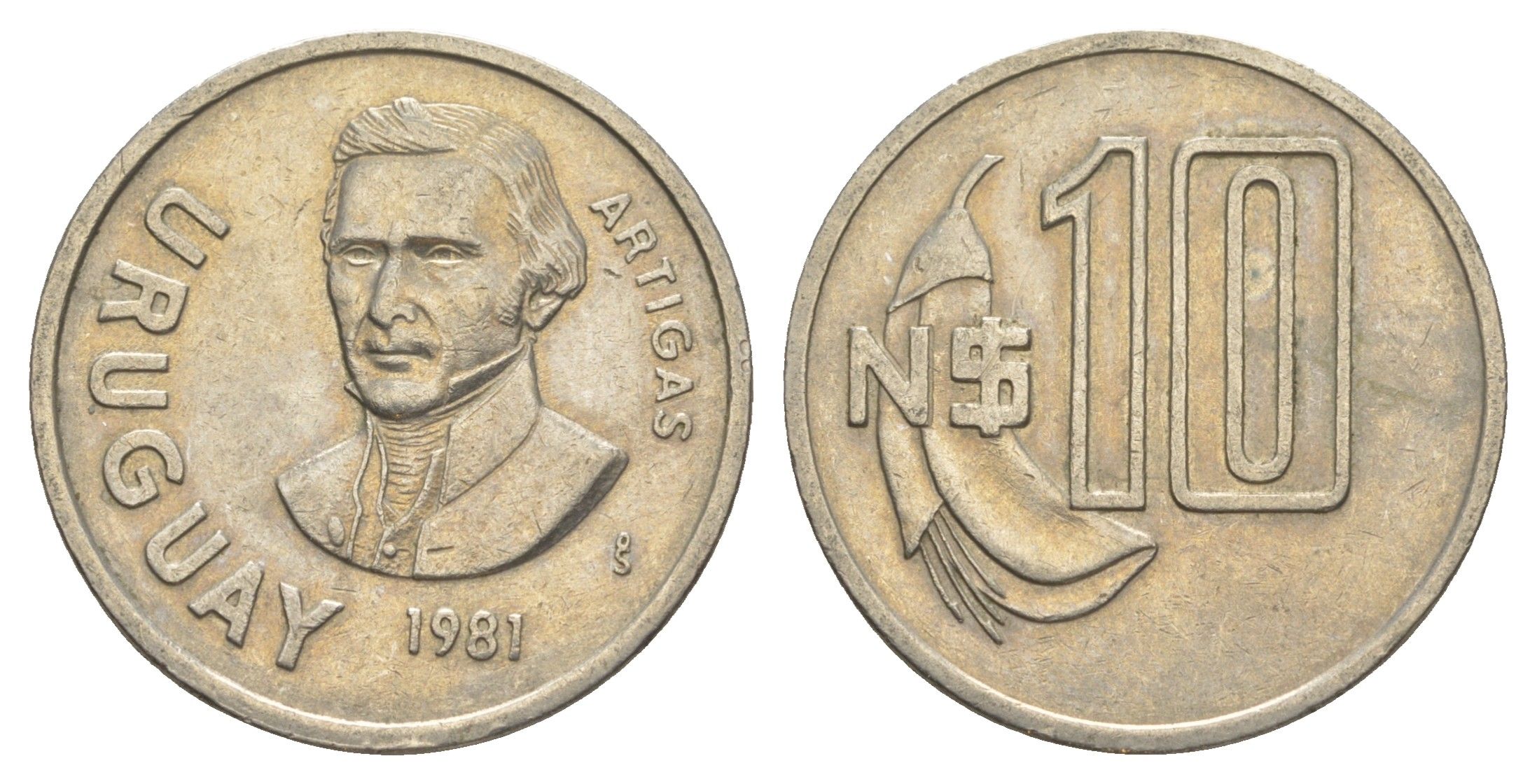 Уругвай 10 песо 1981 Хосе Хервасио Артигас KM 79 медно-никель 4635-333