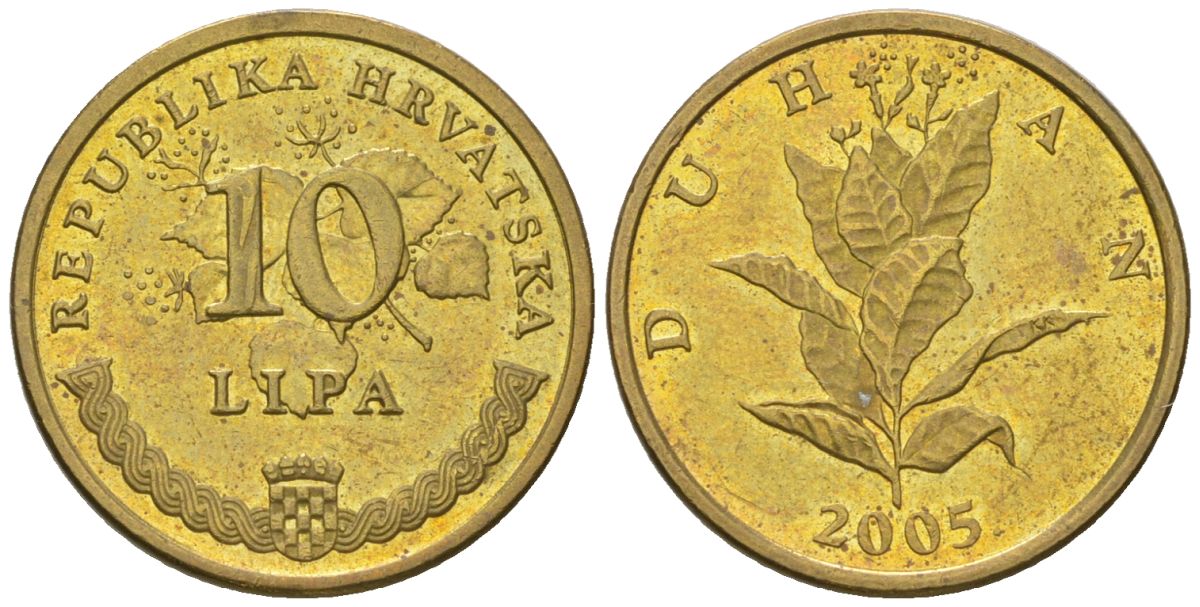 Хорватия 10 лип 2005 нечетный год KM 6 сталь плакированная латунью  aUNC  4124-1151