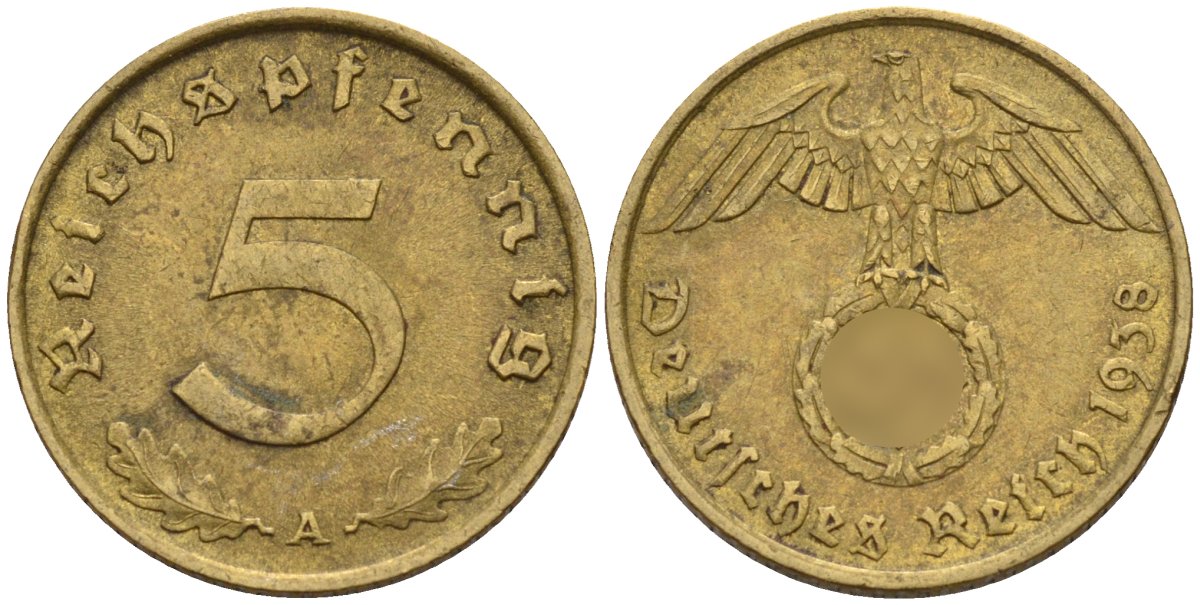 Германия 5 рейхспфеннигов 1938 A KM 91, J. 363 алюминиевая бронза 4151-821