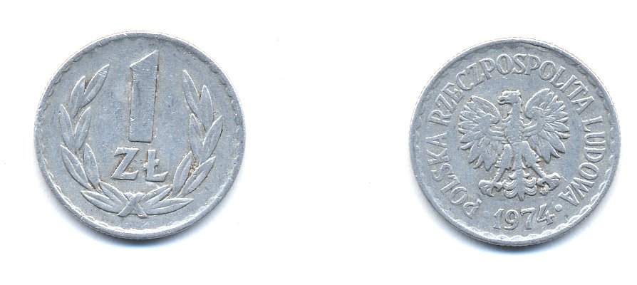 ПОЛЬША 1 ЗЛОТЫЙ 1974 KM 49.1 алюминий 4379-1336