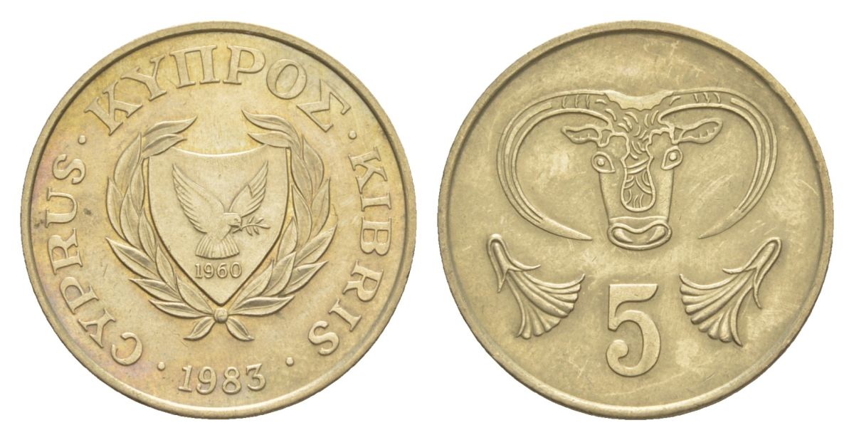 Кипр 5 центов 1983 KM 55.1 никель латунь 4633-735