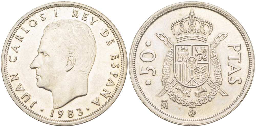 Испания 50 песет 1983 Хуан Карлос I (1975-2014) KM 825 медно-никель XF-UNC 4517-321
