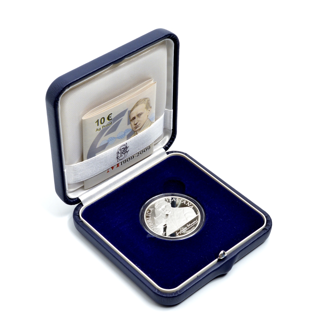 Италия 10 евро 2009 100 лет со дня вручения нобелевской премии Гильермо Маркони, изобретатель радио, в оригинальной коробочке, с сертификатом KM 317 серебро PROOF 4-3-4-20