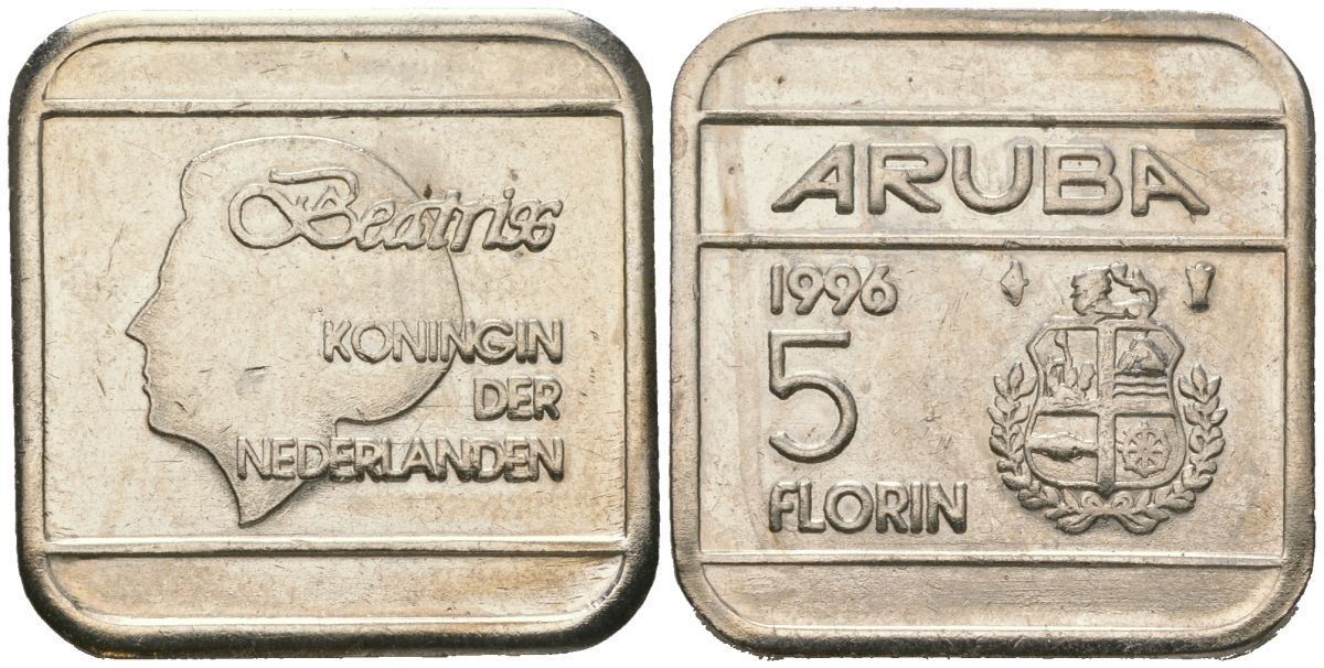 Аруба 5 флоринов 1996 Беатрикс (1980-2013) KM 12 сталь плакированная никелем 4619-422