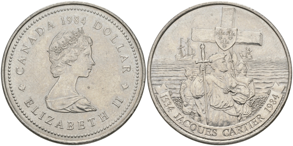 Канада 1 доллар 1984 Жак Картье KM 141 никель UNC 97-211
