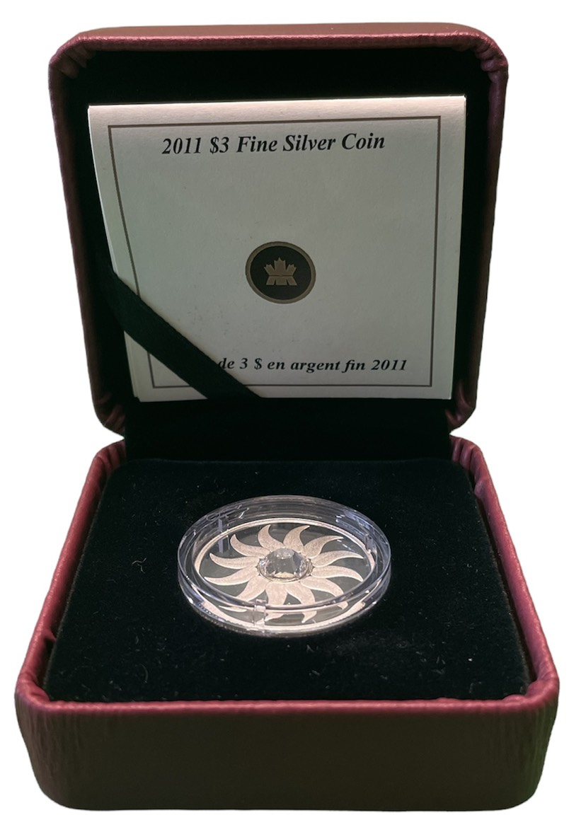 Канада 3 доллара 2011 на день рождения, апрель, камень месяца диамант KM NEW серебро PROOF 4-3-4-29