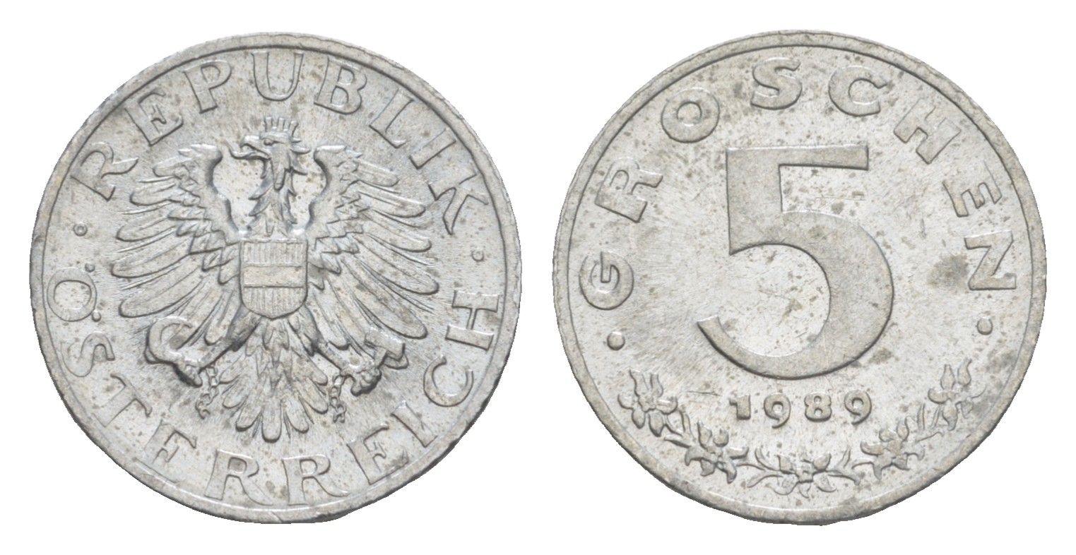 Австрия 5 грошей 1989 KM 2875 цинк UNC 4528-436