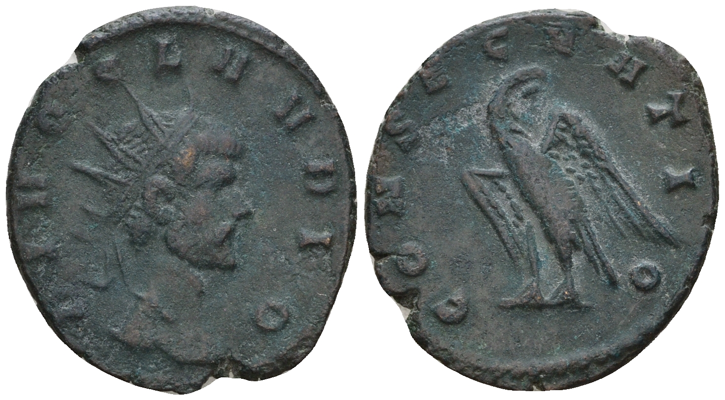 Римская Империя антониниан 270 Клавдий II Готский, посмертная чеканка, DIVO CLAVDIO, бюст императора / CONSECRATIO, орел, Рим RIC 266 биллон 1073-25-44