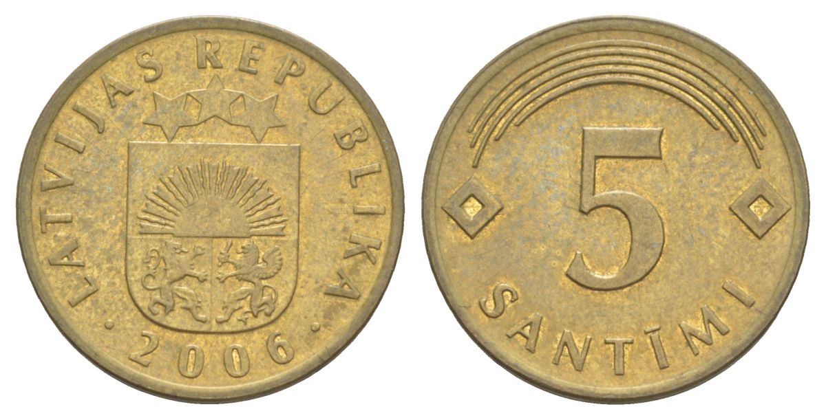Латвия 5 сантимов 2006 KM 16 никель латунь 4627-1244