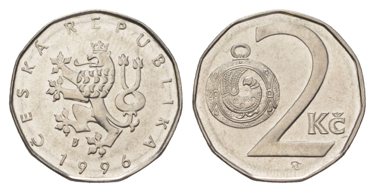 Чехия 2 кроны 1996 KM 9 сталь плакированная никелем 4623-512