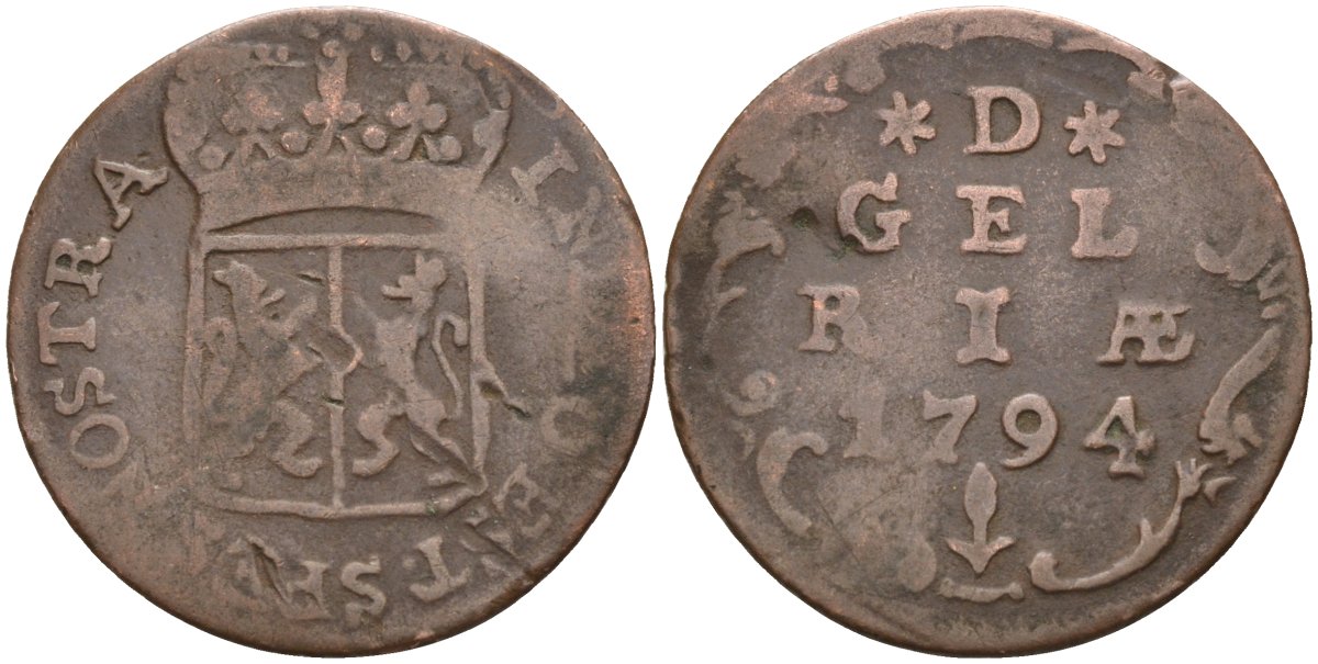 Нидерланды, Гельдерланд, 1 дуит 1794 KM 108 медь 4586-524