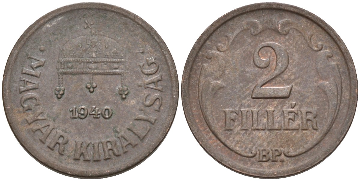 Венгрия 2 филлера 1940 BP KM 506 бронза 4115-1217
